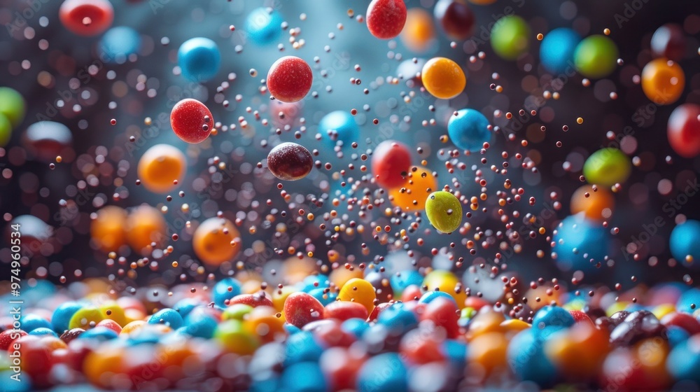 Candies Falling in Isolation on White Background Candies Falling in Isolation on White Background