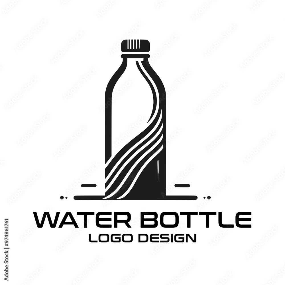 Water Bottle Vector Logo Design 