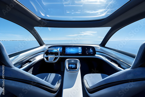 Wallpaper Mural Futuristic Interior of Autonomous Car Highlighting Comfort and Advanced Technology Torontodigital.ca