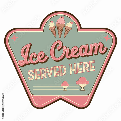 Retro Ice Cream Parlor Sign with Playful Colors