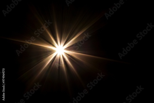 Light Flare on Black Background – Radiant Starburst Effect for Graphic Design