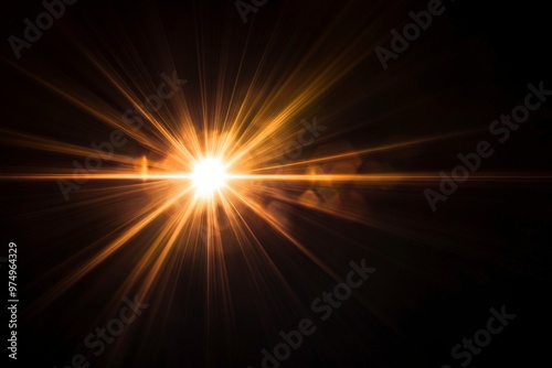 Light Flare on Black Background – Radiant Starburst Effect for Graphic Design