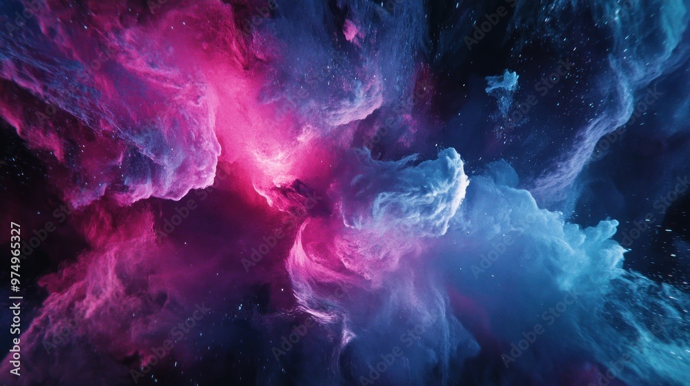 Abstract Cosmic Nebula with Pink and Blue Swirling Clouds Abstract Cosmic Nebula with Pink and Blue Swirling Clouds