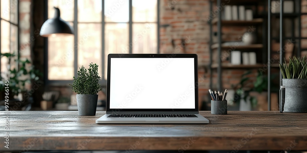 A modern workspace featuring a laptop on a wooden desk with plants and stationery, emphasizing productivity and creativity. A modern workspace featuring a laptop on a wooden desk with plants and stationery, emphasizing productivity and creativity.