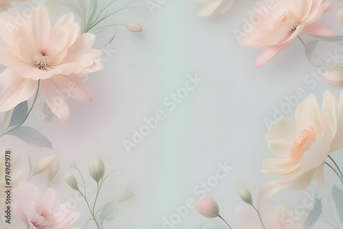 Elegant Floral Pattern: Frame-Spanning Design with Central Copy Space for Text and Subtle Overlap