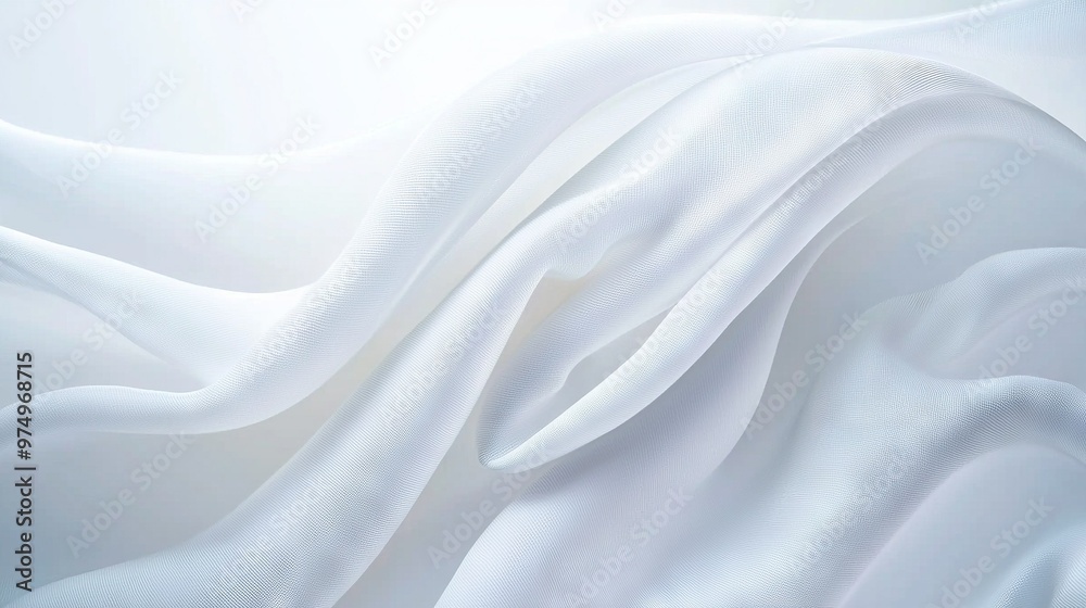 A close-up shot of white fabric with a wavy pattern at its base A close-up shot of white fabric with a wavy pattern at its base