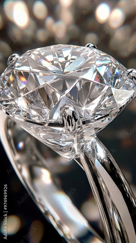 A dazzling diamond ring is showcased against a rich black background, highlighted by a bokeh effect, creating a luxurious and elegant atmosphere with ample space for text A dazzling diamond ring is showcased against a rich black background, highlighted by a bokeh effect, creating a luxurious and elegant atmosphere with ample space for text