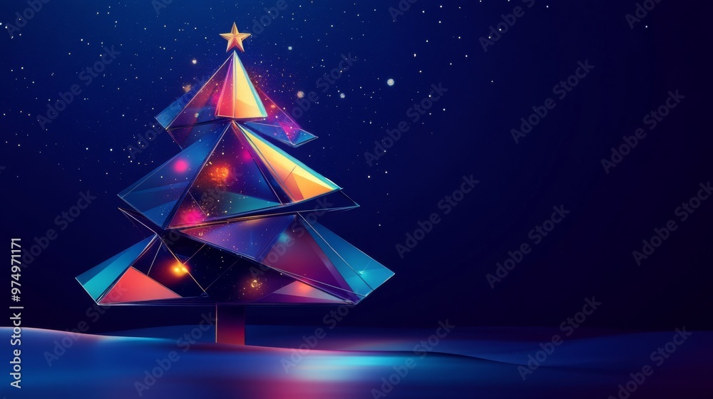 Abstract Geometric Christmas Tree with Star and Ornaments Abstract Geometric Christmas Tree with Star and Ornaments