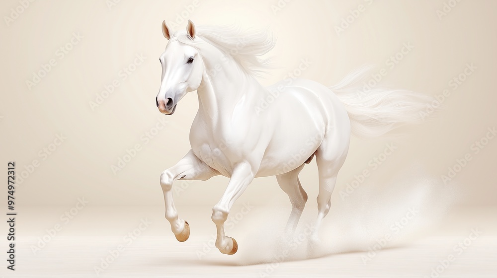 Majestic White Horse Running Majestic White Horse Running