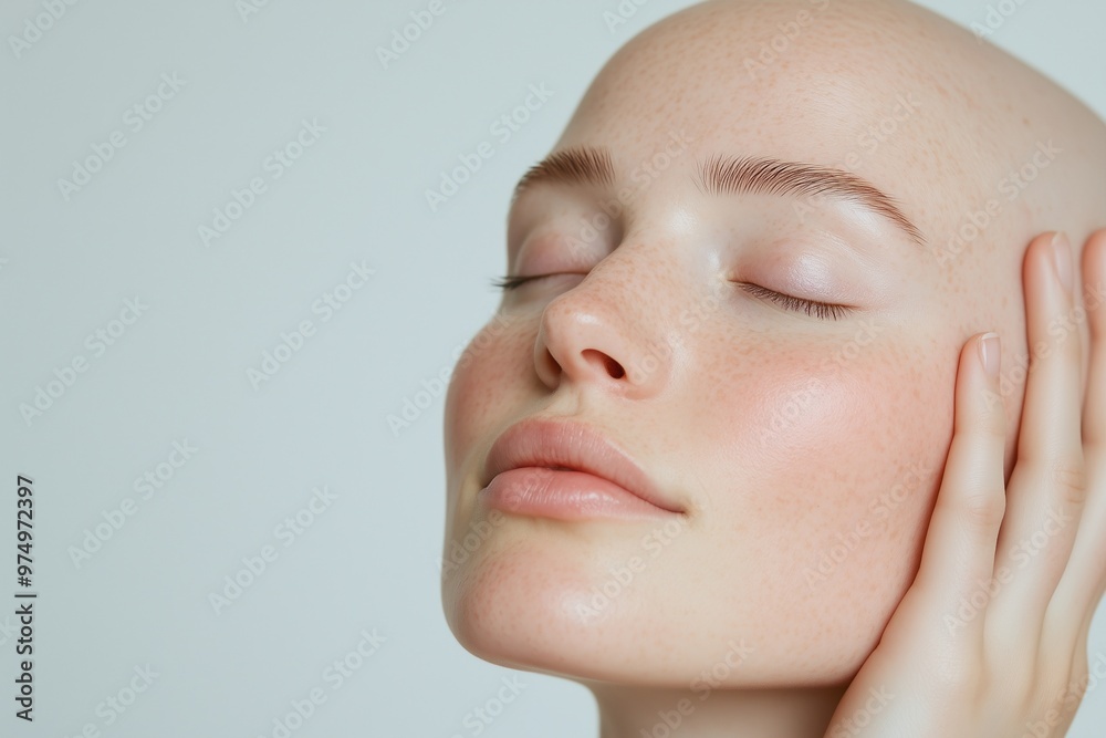 Caucasian woman with cancer on background. Optimistic girl with shaved head after chemotherapy. Healthcare and medical. Woman’s cancer awareness concept. World cancer day Caucasian woman with cancer on background. Optimistic girl with shaved head after chemotherapy. Healthcare and medical. Woman’s cancer awareness concept. World cancer day