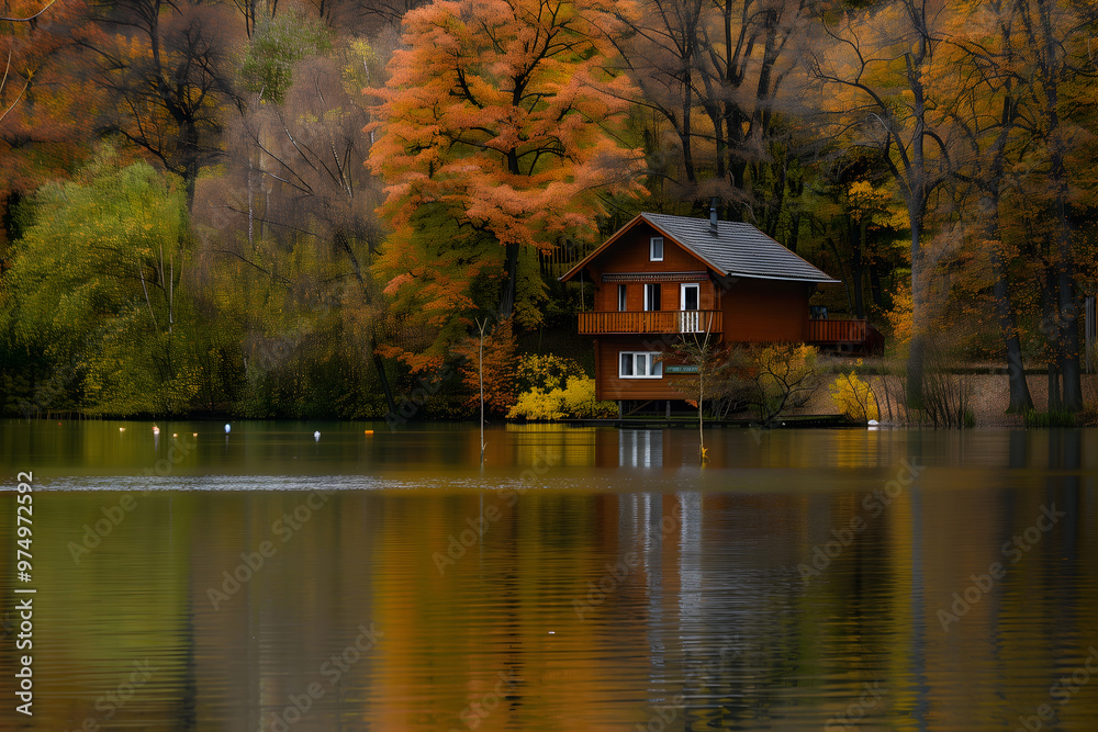 Fototapeta premium house on the lake