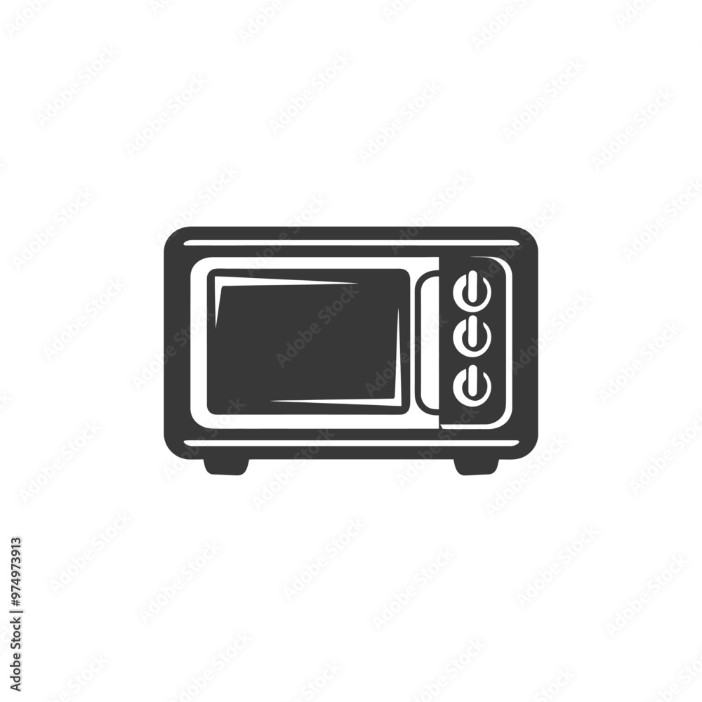 Black and White Silhouette of a Microwave Oven Black and White Silhouette of a Microwave Oven
