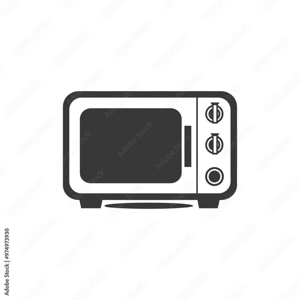 Black and White Silhouette of a Microwave Oven Black and White Silhouette of a Microwave Oven