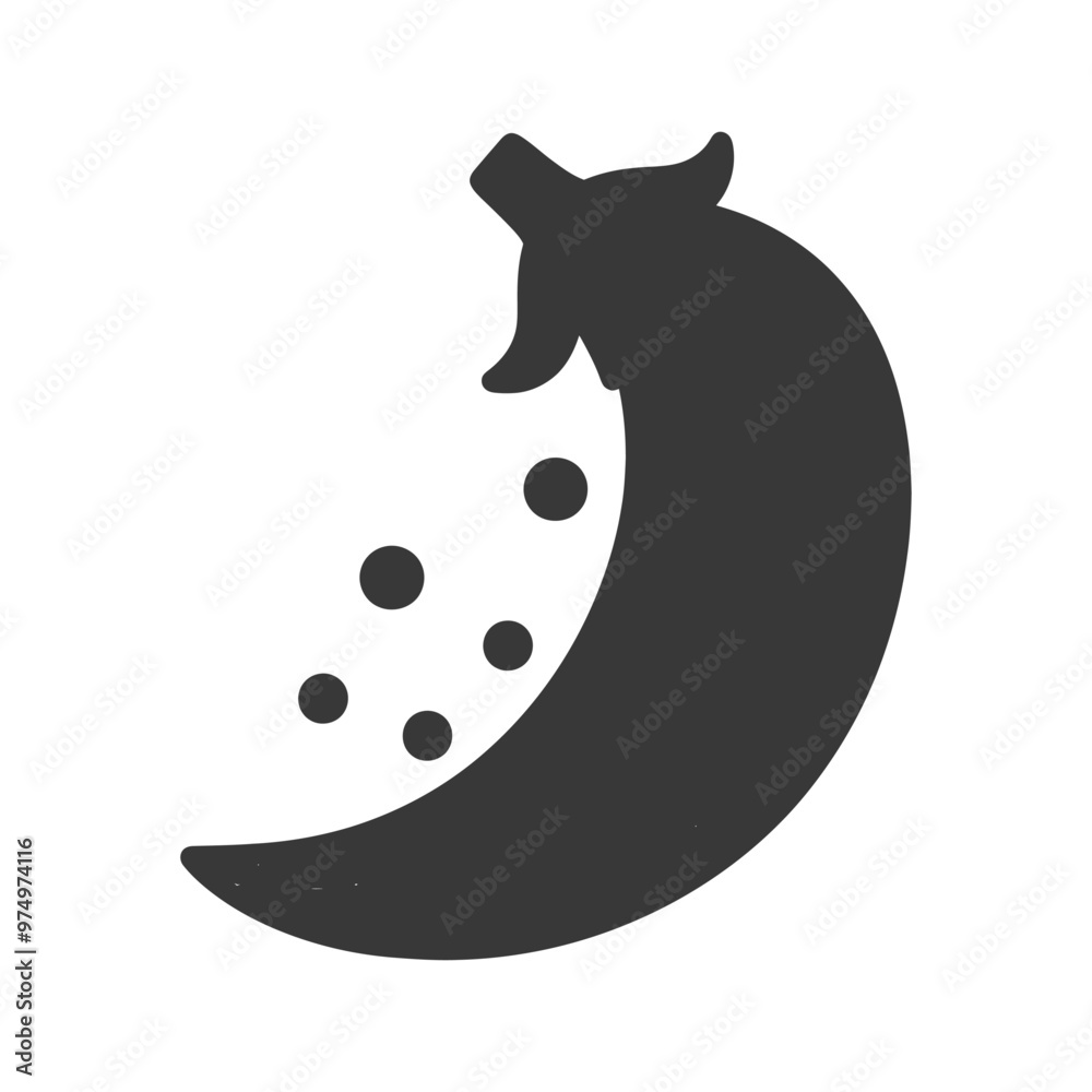 Black and White Silhouette of a Pepper with Seeds Black and White Silhouette of a Pepper with Seeds