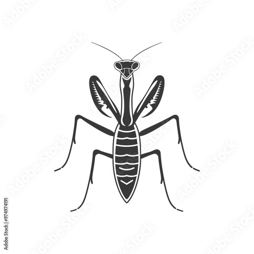 Black and White Silhouette of a Praying Mantis