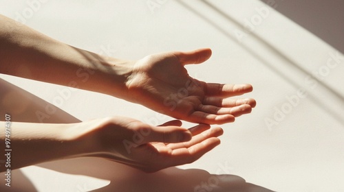 Wallpaper Mural Open hands in soft natural light on a neutral background, symbolizing giving, receiving, and compassion, ideal for wellness, meditation, and mindfulness concepts Torontodigital.ca