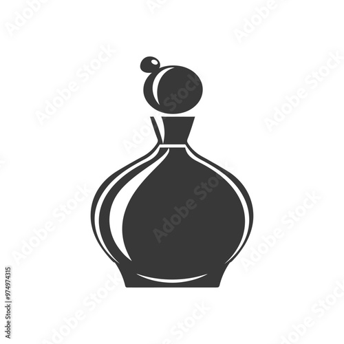 Black and white silhouette of a round bottle with a lid