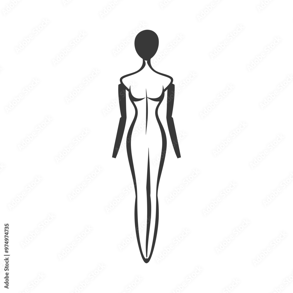 Black and White Silhouette of a Woman Standing with Her Back to the Viewer Black and White Silhouette of a Woman Standing with Her Back to the Viewer