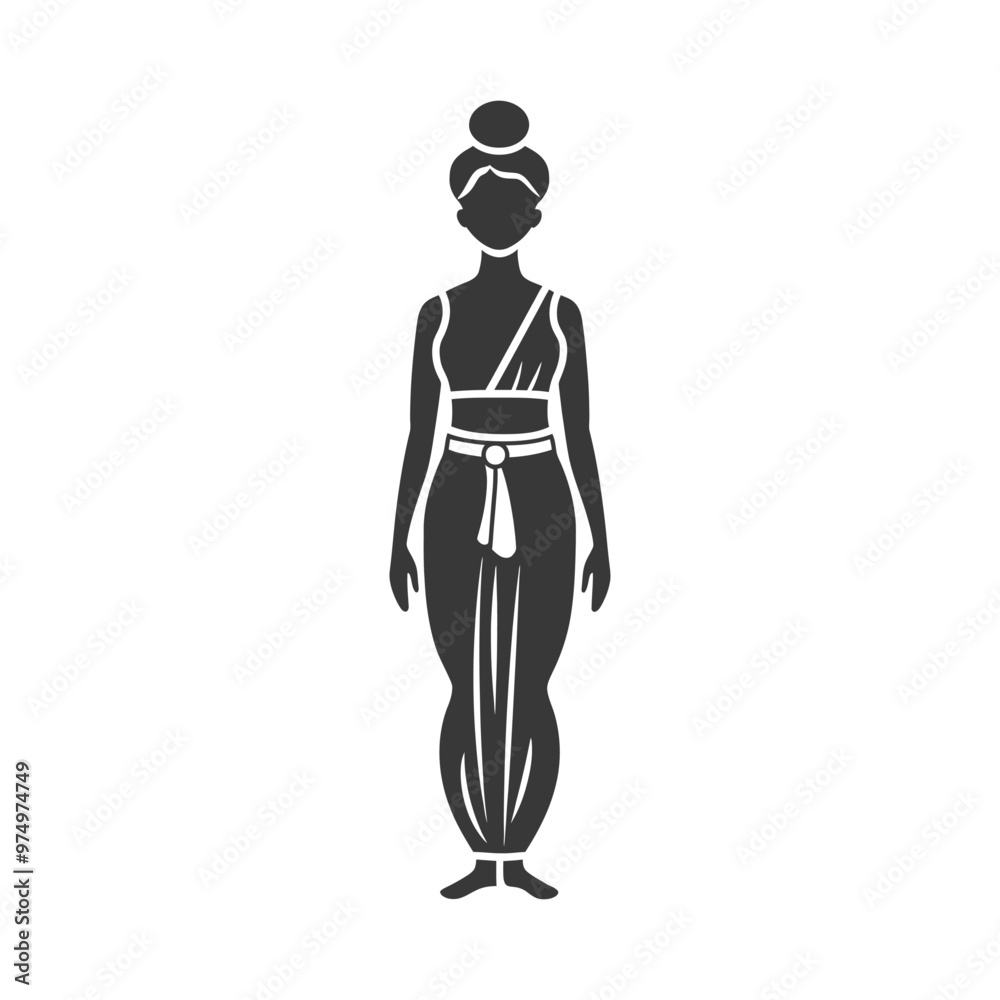 Black and White Silhouette of a Woman Wearing Traditional Indian Clothing Black and White Silhouette of a Woman Wearing Traditional Indian Clothing