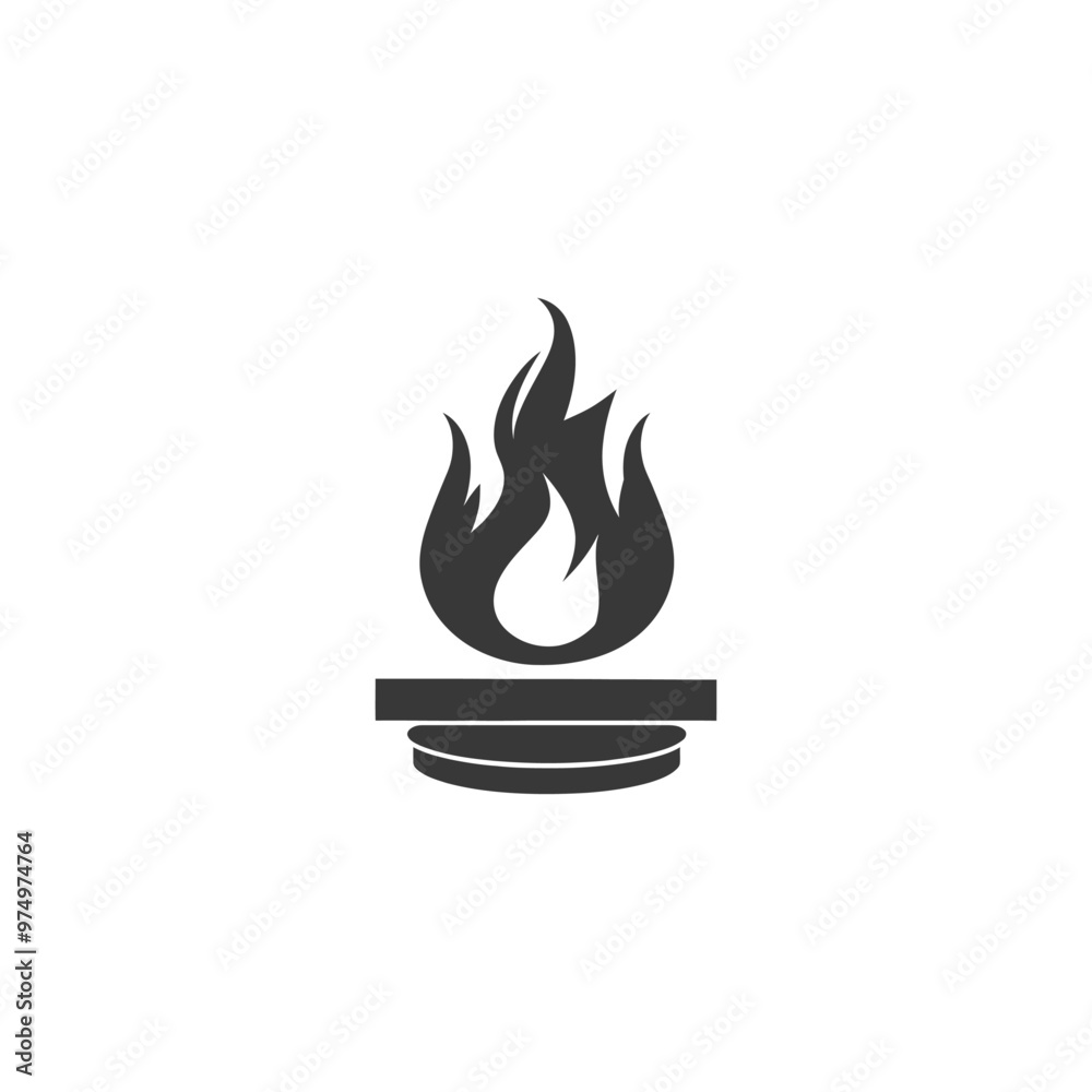 Black and White Silhouette of Fire on a Platform