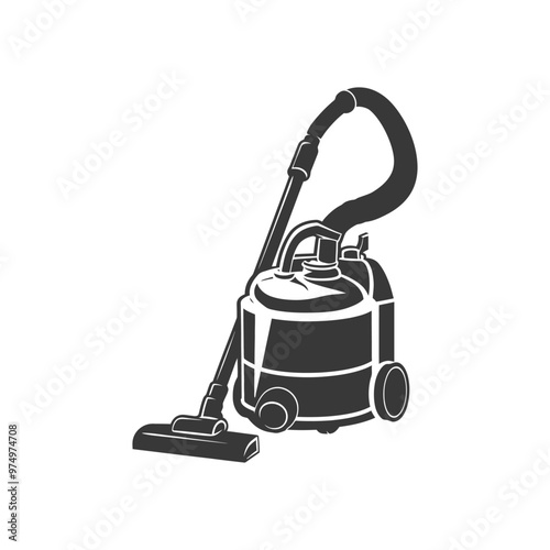 Black and White Silhouette of a Vacuum Cleaner