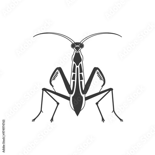 Black and White Silhouette of Praying Mantis