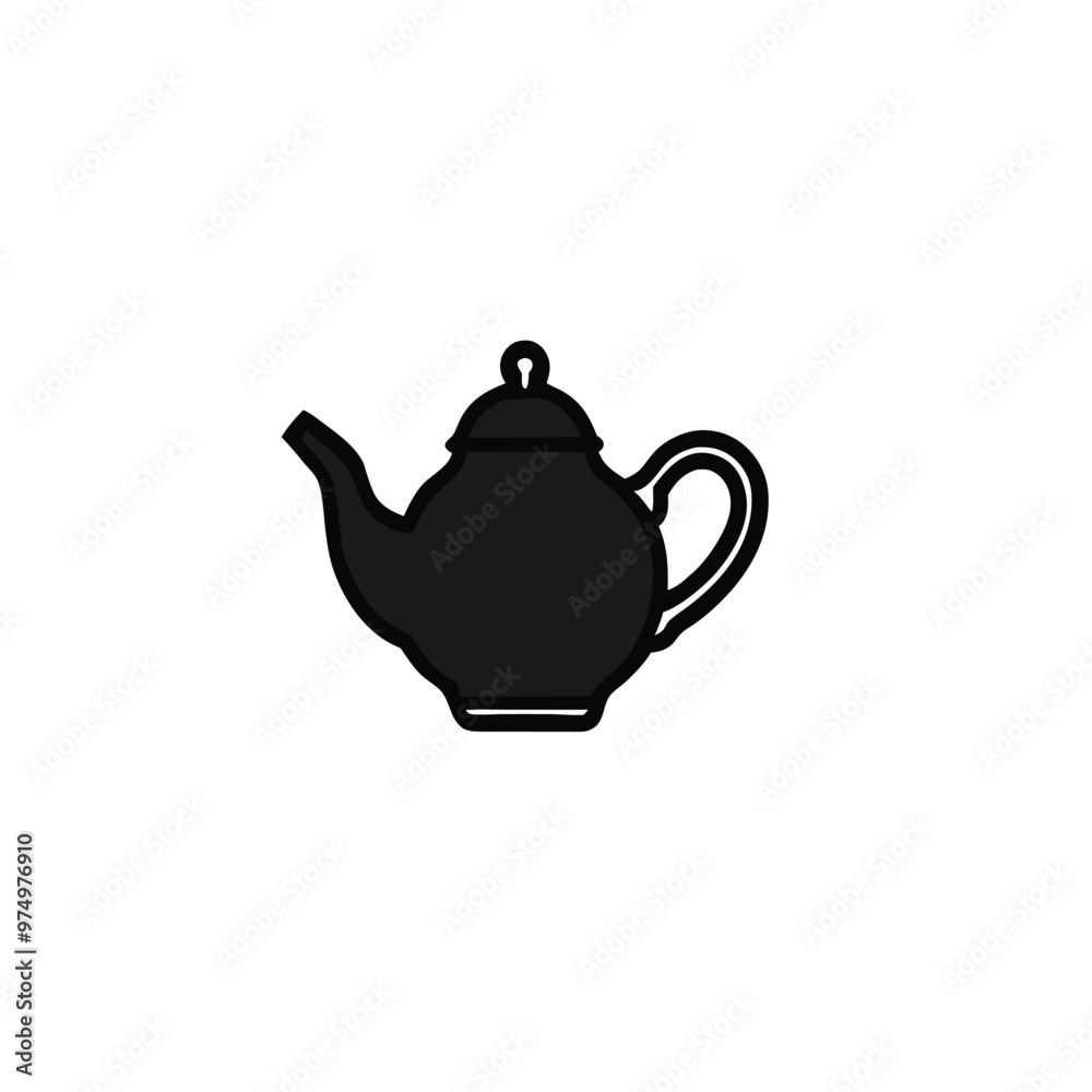 a Teapot line icon, vector silhouette illustration, isolated white background, a Teapot line icon, vector silhouette illustration, isolated white background,