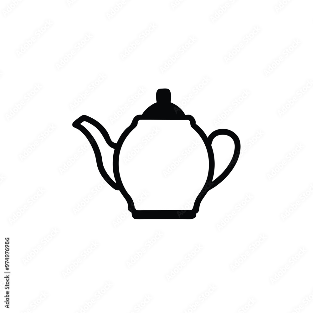 Obraz premium a Teapot line icon, vector silhouette illustration, isolated white background, 