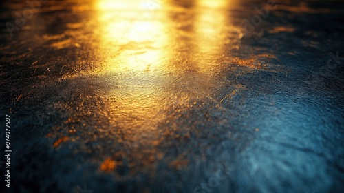 Shiny brushed metal surface in sunlight photo