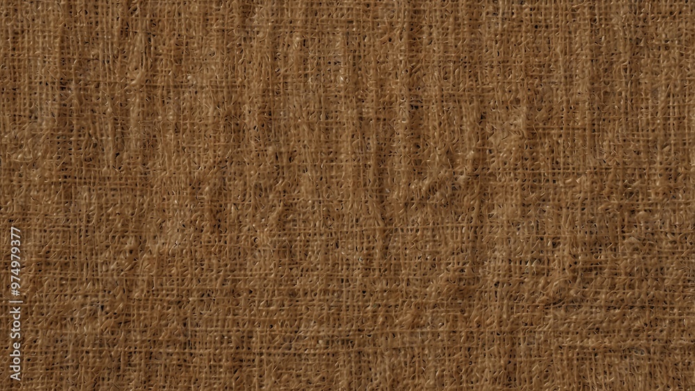 Brown jute fabric stretched flat, forming a coarse and rugged background Brown jute fabric stretched flat, forming a coarse and rugged background