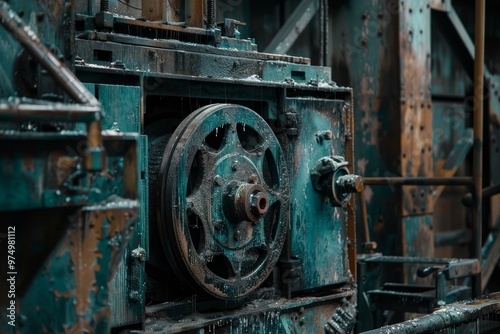 Wallpaper Mural Old rusty industrial machine with large gear covered in dust and grime is being abandoned Torontodigital.ca