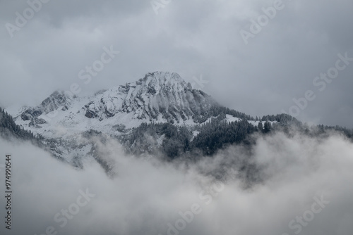 Schnee in den Bergen erster Schneefall
