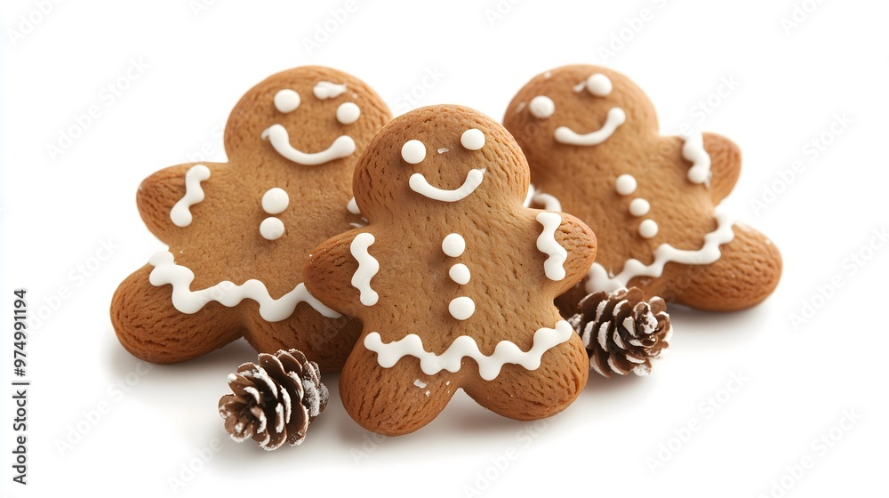 Fresh delicious gingerbread man cookies on a white table. Christmas decoration. AI generation Fresh delicious gingerbread man cookies on a white table. Christmas decoration. AI generation