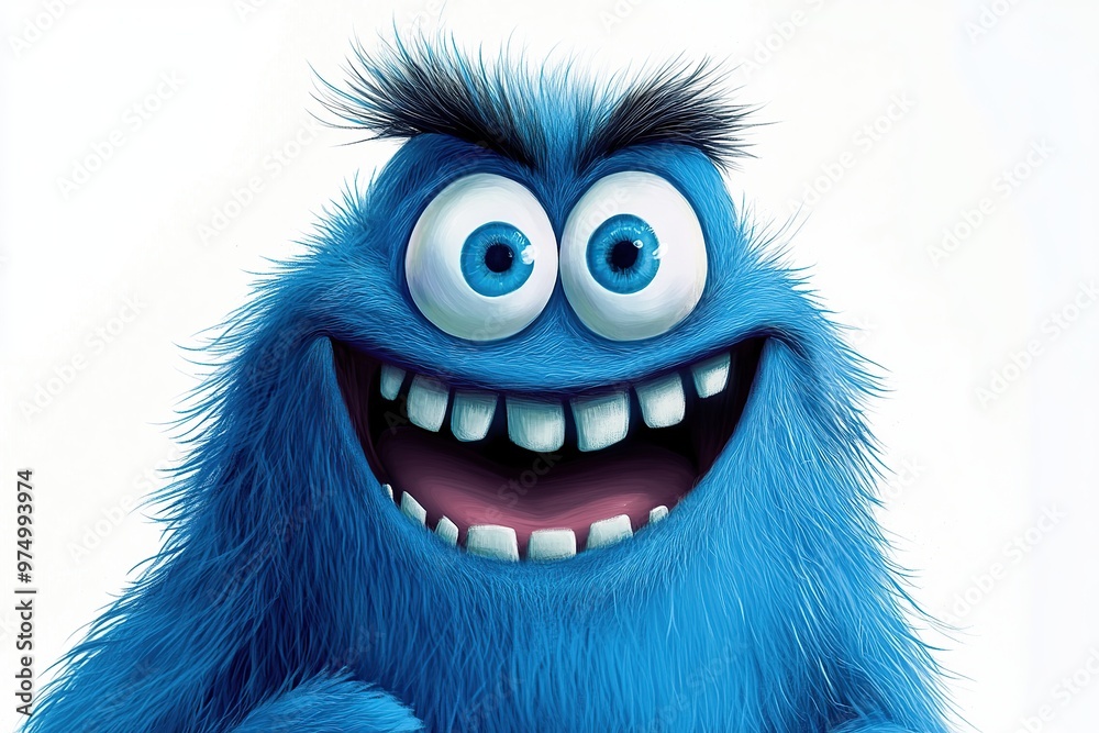 Illustration of funny blue cartoon monster on white background. Halloween holiday Illustration of funny blue cartoon monster on white background. Halloween holiday