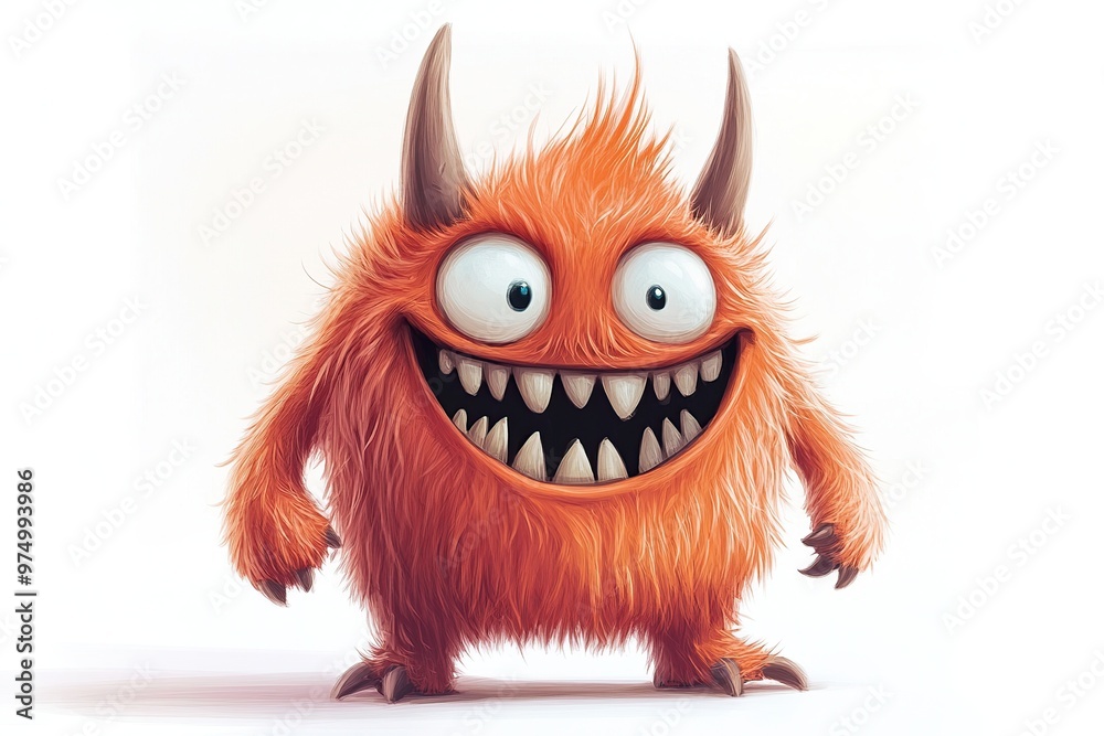 Fototapeta premium Illustration of funny cartoon monster on white background. Halloween holiday