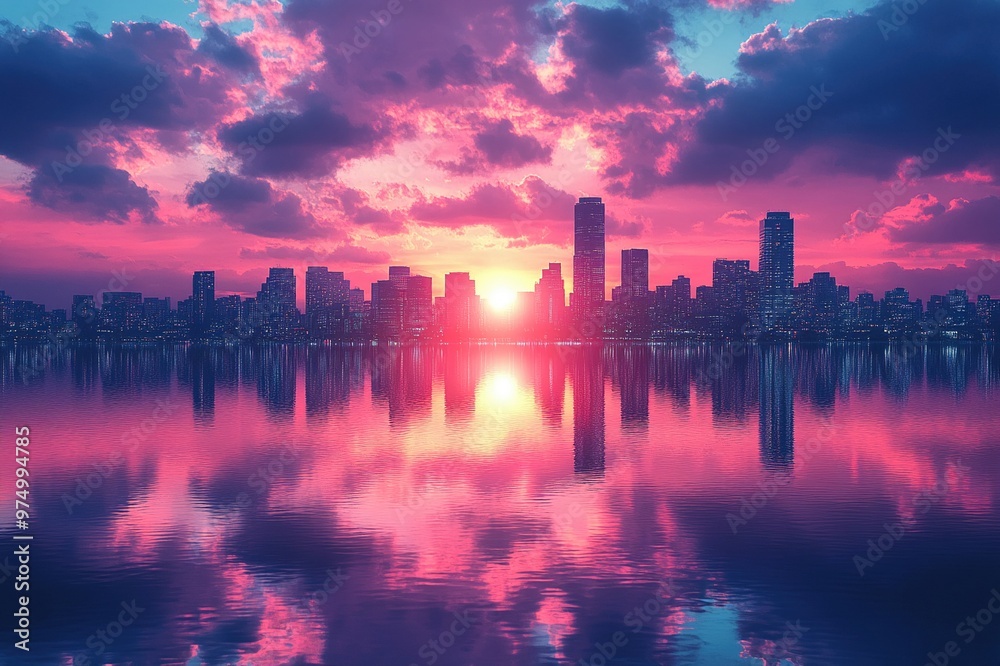 Vivid sunset reflecting on a cityscape Vivid sunset reflecting on a cityscape