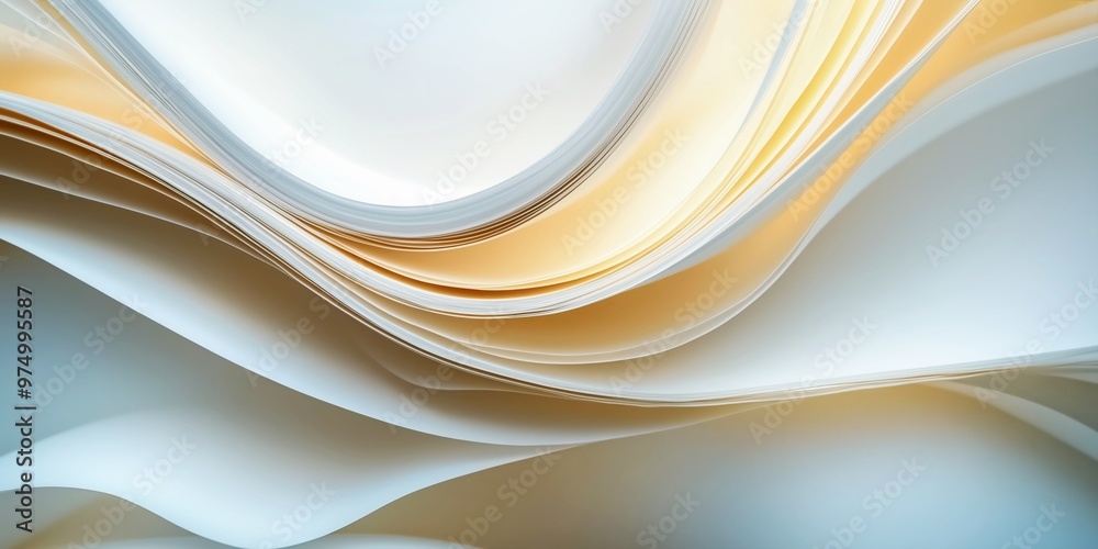 Fototapeta premium Elegant abstract background of flowing white pages with golden accents
