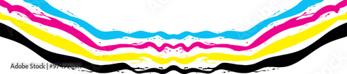 CMYK paint flow colorful rainbow paint liquid color splash explosion isolated on white background. Industry diy paint job graffiti, graphic printing concept