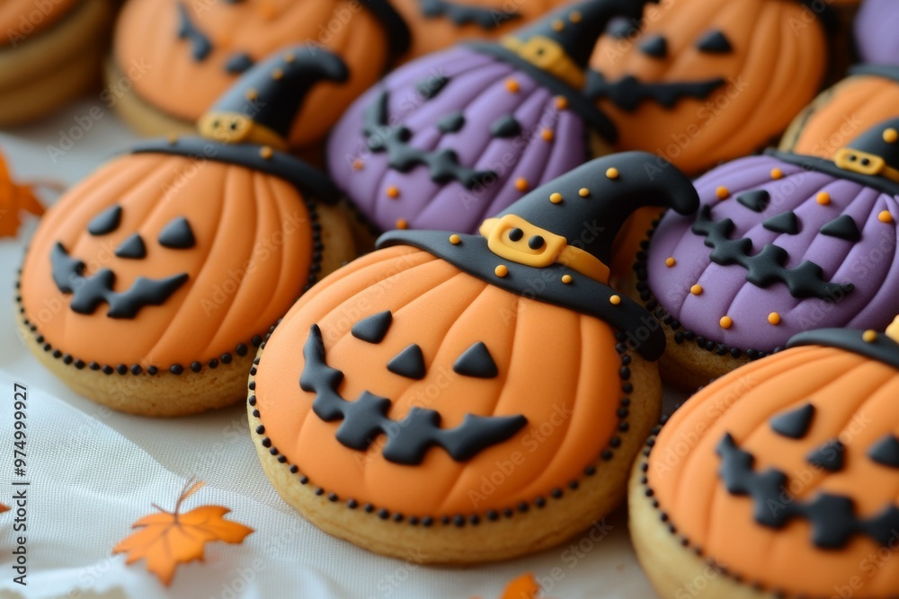 Fresh Halloween pumpkin, witch shaped cookies. Bakery. Bake. Cookies. Pumpkin. Witch's hat. Fresh Halloween pumpkin, witch shaped cookies. Bakery. Bake. Cookies. Pumpkin. Witch's hat.