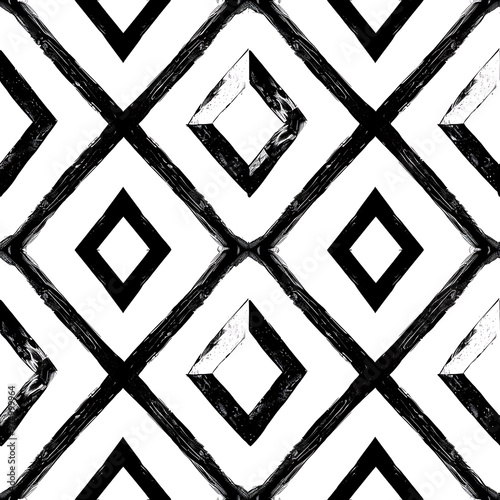 Black and White Diamond Geometric Repeating Pattern
