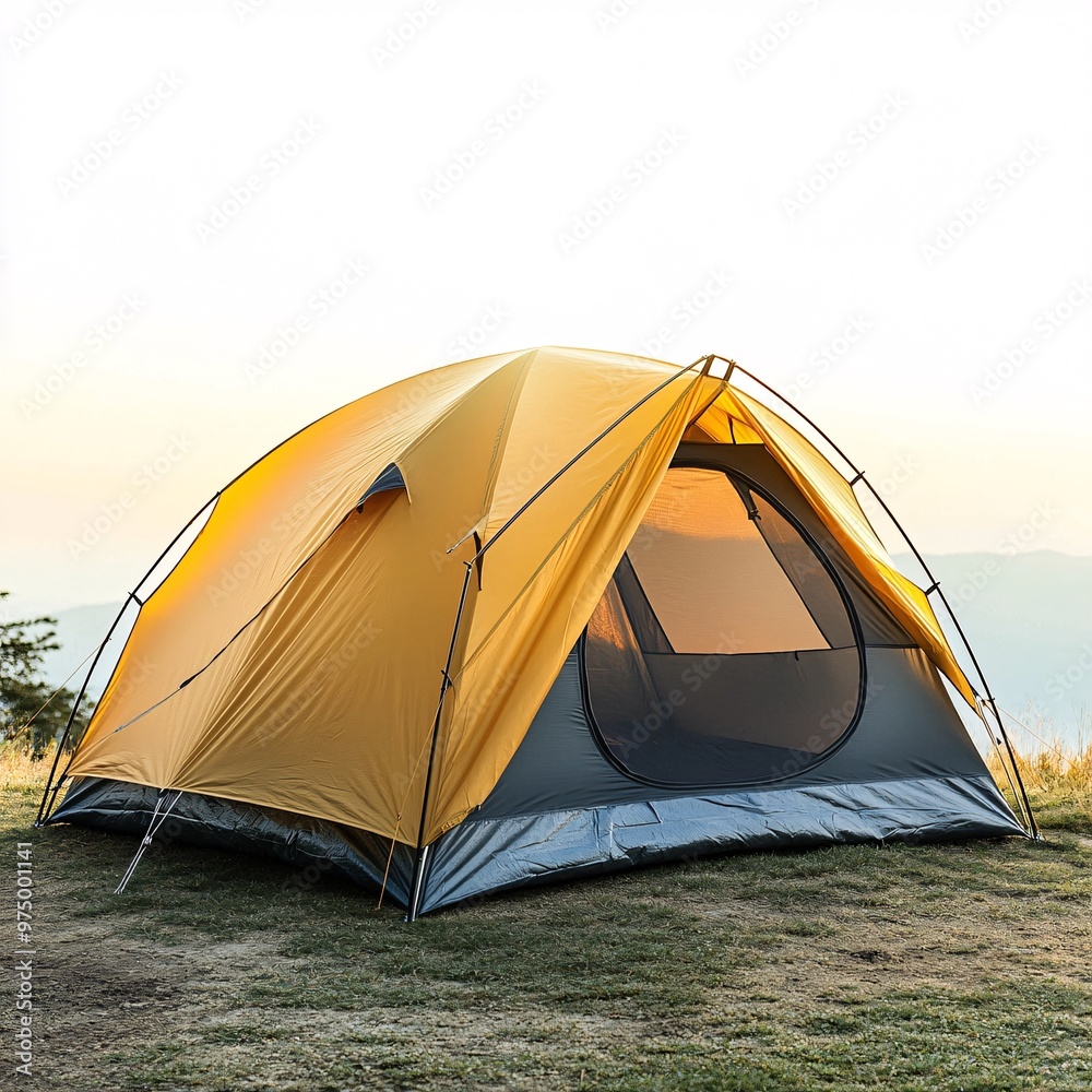 Serene Sunrise: Tent Perched on Hilltop Serene Sunrise: Tent Perched on Hilltop