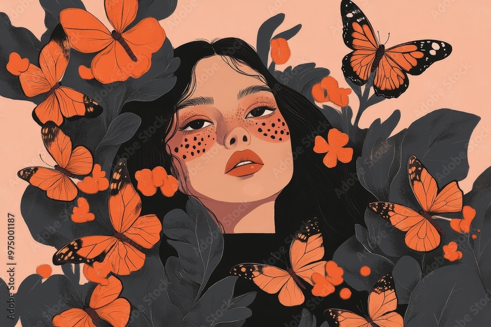 isolated autumn set with girl, tree and clothes - vector illustration, eps . Beautiful simple AI generated image isolated autumn set with girl, tree and clothes - vector illustration, eps . Beautiful simple AI generated image