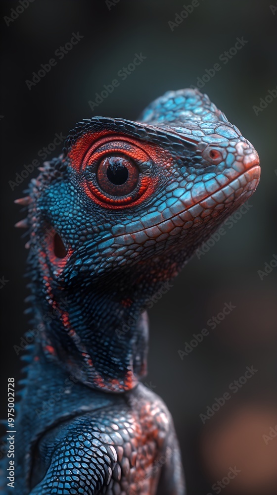 Obraz premium Realistic high-resolution photo of a lizard climbing a tree branch