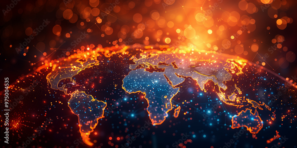 A futuristic image of Earth, illuminated by a digital network of interconnected points. Perfect for projects related to technology, globalization, and the future of our planet. A futuristic image of Earth, illuminated by a digital network of interconnected points. Perfect for projects related to technology, globalization, and the future of our planet.