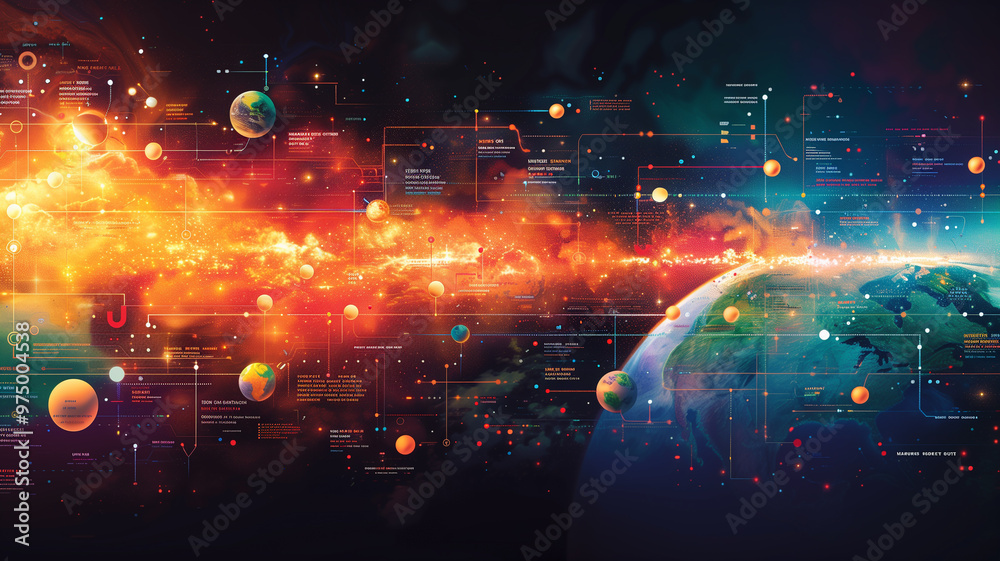 A celestial scene with a large planet, rings, and cosmic energy, perfect for projects related to space exploration, science fiction, or spirituality.