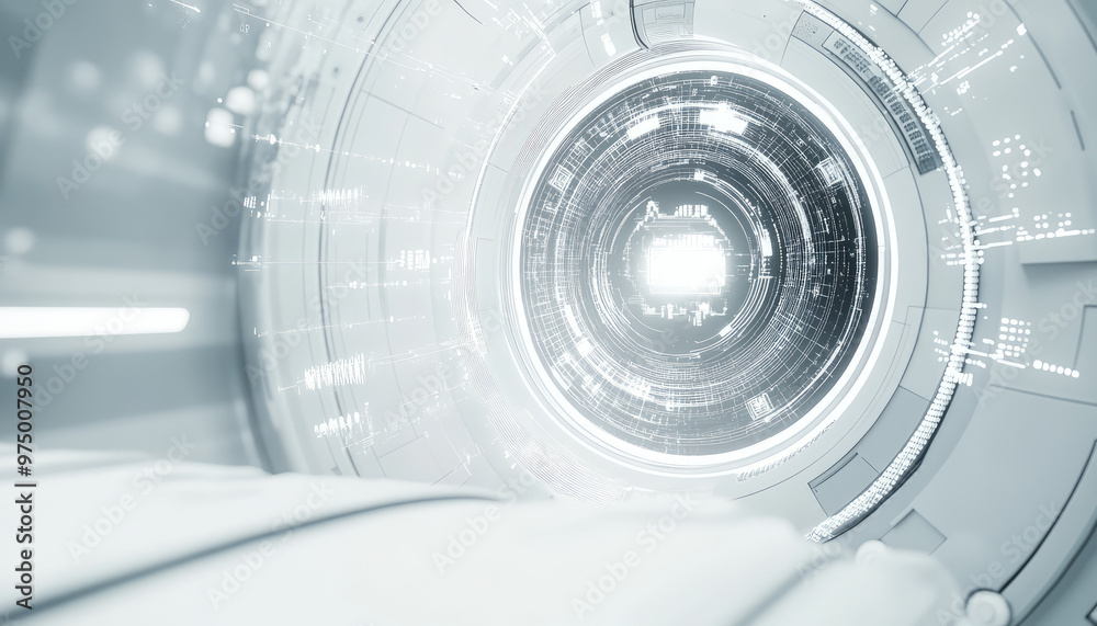 Obraz premium healthcare machine mri x-ray concept illustration on white grey color theme on white background copy space