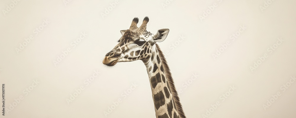 Obraz premium Giraffe portrait with neutral background
