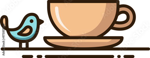 コーヒーカップと青い小鳥（coffee cup and blue bird）
