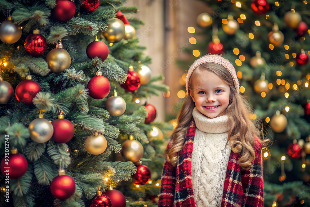 Girl in front of a christmas tree Girl in front of a christmas tree