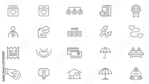 Volunteering line icon set. Care, help, donate, almsgiving, helping those in need, donation, contribution, humanism, altruism,  togetherness line icon set. UI thin line icon pack.